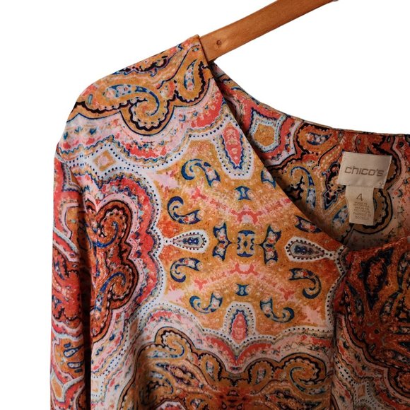 Chico's Women’s‎ Paisley Tunic Top Boho Floral Mandala Blouse size XXL 20 22 - Picture 9 of 14